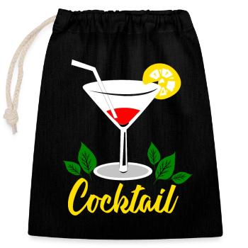 Cocktail - Sac cadeau en coton avec cordon (25 x 30 cm) - noir - Devant