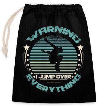 Warning I jump over everything Parkour - Verschließbarer Geschenkbeutel aus Baumwolle (25x30cm) - Schwarz - Vorne