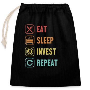 Eat Sleep Invest Repeat Cryptocurrency - Closable cotton gift bag (25x30cm) - black - Front