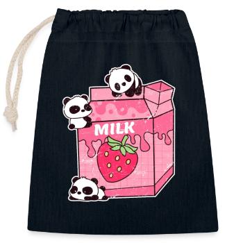 Anime Milch Shake Milkshake Panda Kawaii - Verschließbarer Geschenkbeutel aus Baumwolle (25x30cm) - Navy - Vorne