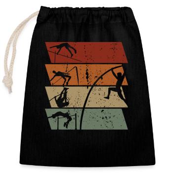 Stabhochsprung Retro Vintage - Verschließbarer Geschenkbeutel aus Baumwolle (25x30cm) - Schwarz - Vorne