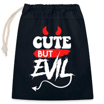 Satan Devil Cute but Evil - Closable cotton gift bag (25x30cm) - navy - Front