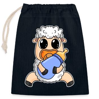 Bébé mouton - Sac cadeau en coton avec cordon (25 x 30 cm) - bleu marine - Devant
