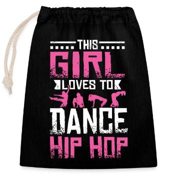 Danse Hip Hop Girl - Sac cadeau en coton avec cordon (25 x 30 cm) - noir - Devant