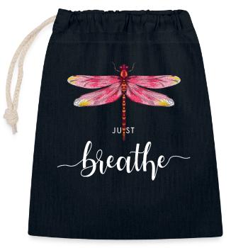 Just Dragonfly Insect Yoga Meditation Summer - Closable cotton gift bag (25x30cm) - navy - Front