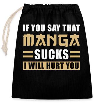 Manga - Sac cadeau en coton avec cordon (25 x 30 cm) - noir - Devant