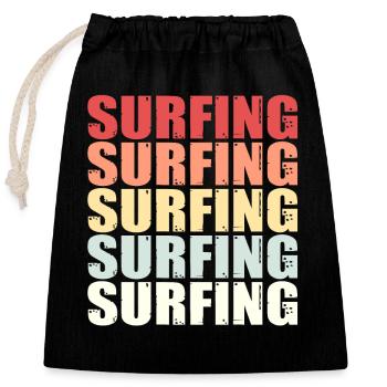Surfergirl Surfen Surfer Spruch Retro Geschenk - Verschließbarer Geschenkbeutel aus Baumwolle (25x30cm) - Schwarz - Vorne