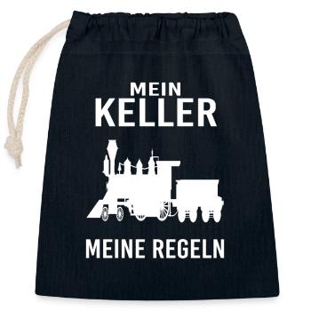 Mein Keller meine Regeln - Verschließbarer Geschenkbeutel aus Baumwolle (25x30cm) - Navy - Vorne