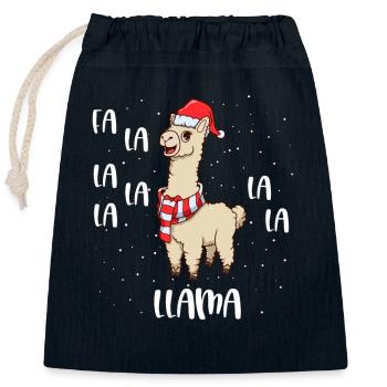 Weihnachtslama - Fa La La Llama - Verschließbarer Geschenkbeutel aus Baumwolle (25x30cm) - Navy - Vorne