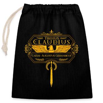 Empereurs romains - Claude - Sac cadeau en coton avec cordon (25 x 30 cm) - noir - Devant