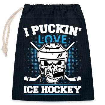 Eishockey Eishockeyschläger Eishockey - Verschließbarer Geschenkbeutel aus Baumwolle (25x30cm) - Navy - Vorne