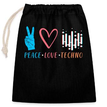 Techno - Sac cadeau en coton avec cordon (25 x 30 cm) - noir - Devant