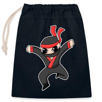 Ninja - Verschließbarer Geschenkbeutel aus Baumwolle (25x30cm) - Navy - Vorne