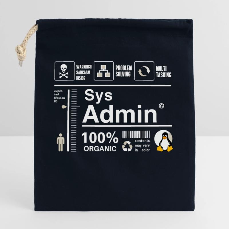 Sys Admin Penguin Computer Nerd pc Board cpu inh Closable cotton gift bag (25x30cm)