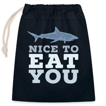 Hai Wortspiel Agréable de vous manger - Sac cadeau en coton avec cordon (25 x 30 cm) - bleu marine - Devant