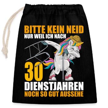 30 Jahre im Dienst 30 Jähriges Dienstjubiläum - Verschließbarer Geschenkbeutel aus Baumwolle (25x30cm) - Schwarz - Vorne