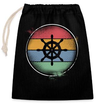 Steering wheel - Closable cotton gift bag (25x30cm) - black - Front
