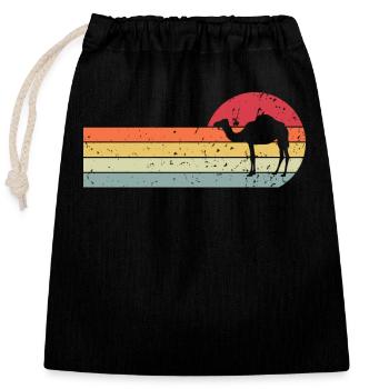 Chameau - Sac cadeau en coton avec cordon (25 x 30 cm) - noir - Devant