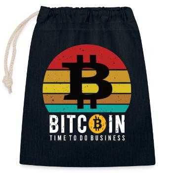 Bitcoin a le temps de faire des affaires - Sac cadeau en coton avec cordon (25 x 30 cm) - bleu marine - Devant