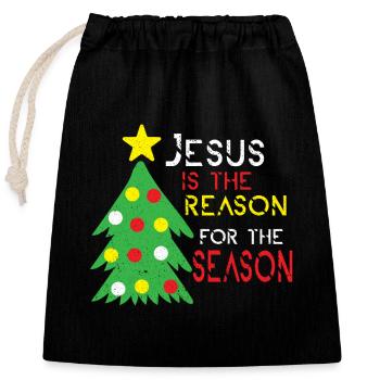 Jesus Christmas Christ Church Believer Faith - Closable cotton gift bag (25x30cm) - black - Front