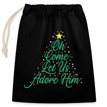 Jesus Weihnachten Christ Kirche Gläubig Glaube - Verschließbarer Geschenkbeutel aus Baumwolle (25x30cm) - Schwarz - Vorne