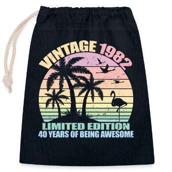 Vintage 1982 - 40 Years Old, 40th Birthday Gift - Closable cotton gift bag (25x30cm) - navy - Front