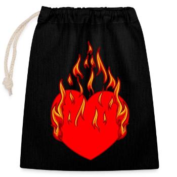 Coeur, Feu, Flamme, Enfer, Amour, Amour, Relation, - Sac cadeau en coton avec cordon (25 x 30 cm) - noir - Devant