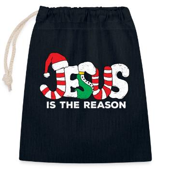 Jesus Christ God Christmas Christians Church - Closable cotton gift bag (25x30cm) - navy - Front