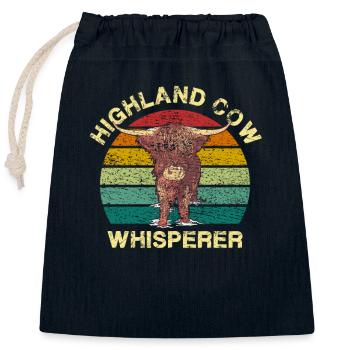 Bovins écossais des Highlands - Sac cadeau en coton avec cordon (25 x 30 cm) - bleu marine - Devant