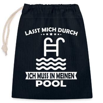 Lasst mich durch ich muss in meinen Pool - Verschließbarer Geschenkbeutel aus Baumwolle (25x30cm) - Navy - Vorne
