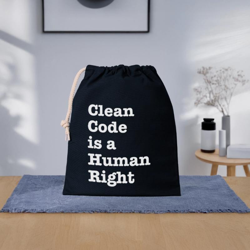 Clean Code is a Human Right - Funny Gift Programer Verschließbarer Geschenkbeutel aus Baumwolle (25x30cm)