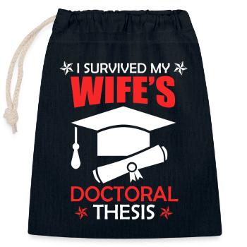 Thèse de doctorat 2022 Dissertation Épouse a survécu - Sac cadeau en coton avec cordon (25 x 30 cm) - bleu marine - Devant