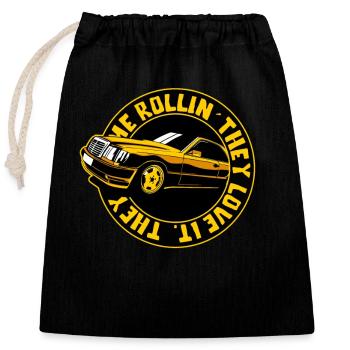 Vous me voyez rouler, dans ma voiture - Sac cadeau en coton avec cordon (25 x 30 cm) - noir - Devant