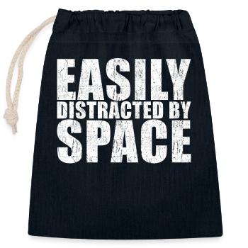 Space - Closable cotton gift bag (25x30cm) - navy - Front