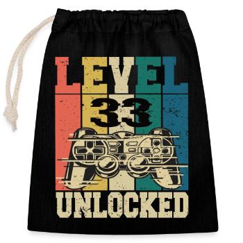 Level 33 Unlocked - Closable cotton gift bag (25x30cm) - black - Front