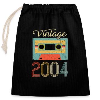 Vintage Kassette 2004 18. Geburtstags Geschenk - Verschließbarer Geschenkbeutel aus Baumwolle (25x30cm) - Schwarz - Vorne