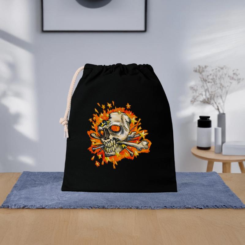 exploding skull Closable cotton gift bag (25x30cm)