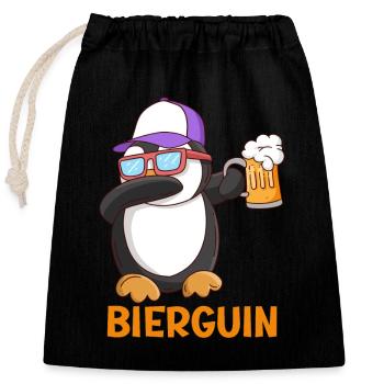 Beerguin Beer Penguin Party Festival - Closable cotton gift bag (25x30cm) - black - Front