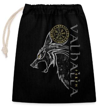 Valhalla Wolf Vegvisir Wikinger Runenkompass - Verschließbarer Geschenkbeutel aus Baumwolle (25x30cm) - Schwarz - Vorne