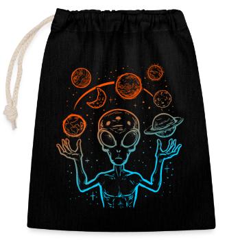 OVNI Alien Jonglant avec l’espace de la planète - Sac cadeau en coton avec cordon (25 x 30 cm) - noir - Devant