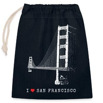 J’adore San Francisco Golden Gate Bridge Californie - Sac cadeau en coton avec cordon (25 x 30 cm) - bleu marine - Devant