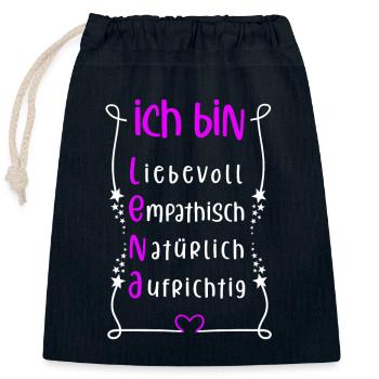 Für den besten Menschen - Ich bin Lena - Verschließbarer Geschenkbeutel aus Baumwolle (25x30cm) - Navy - Vorne