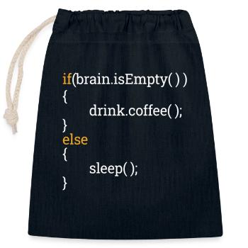 Programmeur Étudiant en informatique Tired Coffee C++ - Sac cadeau en coton avec cordon (25 x 30 cm) - bleu marine - Devant