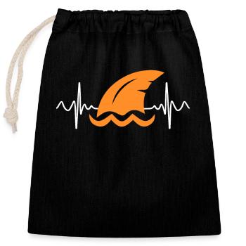 Shark Heartline Diver Shark Fin Heartbeat - Closable cotton gift bag (25x30cm) - black - Front