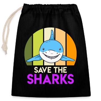 Save the Sharks Shark Protection Shark - Closable cotton gift bag (25x30cm) - black - Front