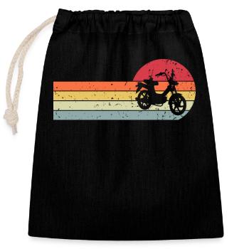 Moped Retro Vintage - Closable cotton gift bag (25x30cm) - black - Front