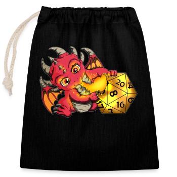 Computer Game Design RPG Lover Fan Dragon Motif - Closable cotton gift bag (25x30cm) - black - Front