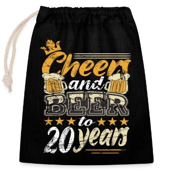 20 anniversaire homme - Sac cadeau en coton avec cordon (25 x 30 cm) - noir - Devant