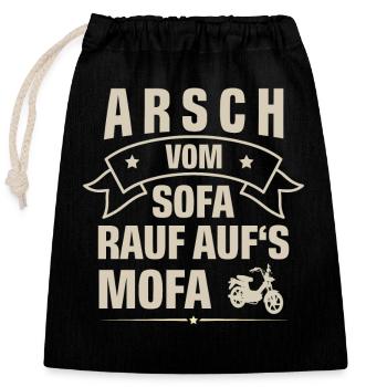 Mofa Mofafahrer - Verschließbarer Geschenkbeutel aus Baumwolle (25x30cm) - Schwarz - Vorne