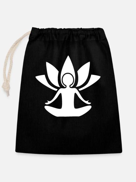 Namaste Yogi - Yoga - Verschließbarer Geschenkbeutel aus Baumwolle (25x30cm) - Schwarz